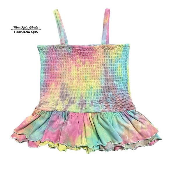 Freshman 1996 L (12/14) Tie-Dye Smocked Peplum Tank Top - Picture 1 of 5
